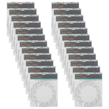 24x 60pc TopChef Paper Doilies Round Disposable Placemats 16cm - White