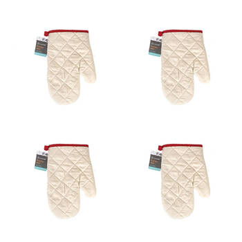 4x TopChef Mini Cotton Oven/Kitchen Mitt 1224x16.5cm - Beige Assorted