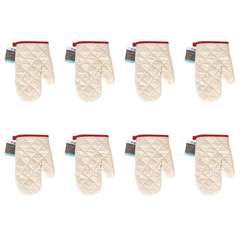 8x TopChef Mini Cotton Oven/Kitchen Mitt 1224x16.5cm - Beige Assorted