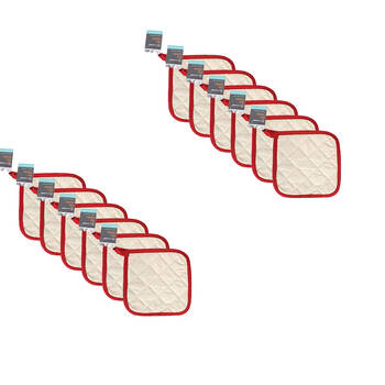 12x TopChef Cotton Pot Holder 1216.5x16.5cm - Beige Assorted