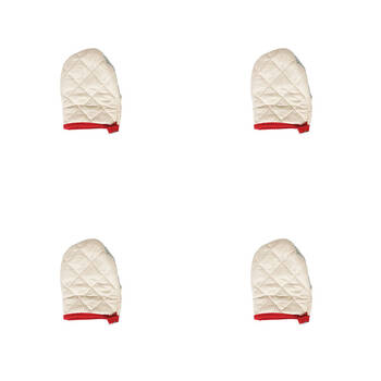 4x TopChef Mini Cotton Oven Mitt Heat Proof 1216x11.5cm - Beige Assorted