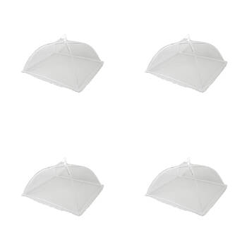4x TopChef Plastic Mesh Food Cover Tent 1240x40cm - White