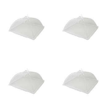 4x TopChef Plastic Mesh Food Cover Tent 45x45cm - White