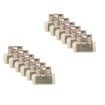 12x 2pc TopChef Cotton Mesh Reusable Produce Bag 1230x34cm - Beige