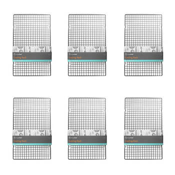 6PK Topchef Coated Iron Kitchen Baking Cooling Rack Tray 29x43cm Black
