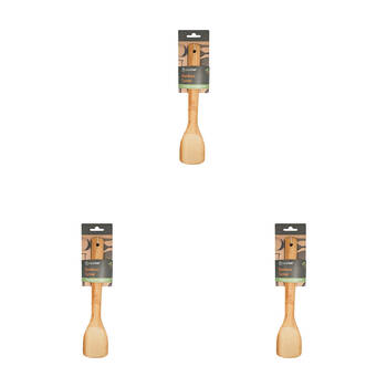 3PK Topchef Non-Stick Bamboo Turner Wooden Kitchen Utensil - Brown