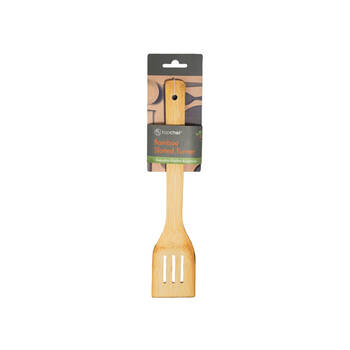 Topchef Bamboo Slotted Turner Wooden Kitchen Utensil - Brown