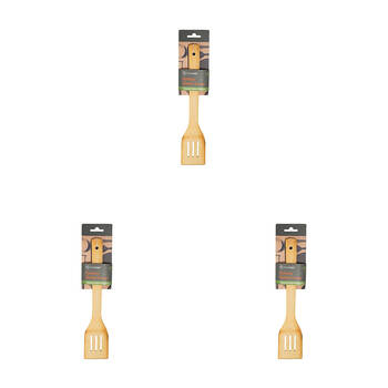 3PK Topchef Bamboo Slotted Turner Wooden Kitchen Utensil - Brown