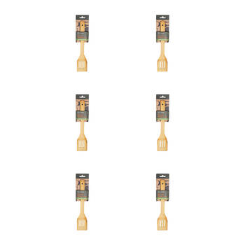 6PK Topchef Bamboo Slotted Turner Wooden Kitchen Utensil - Brown