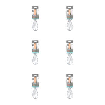 6PK Topchef Non Stick Silicone Whisk w/ Wood Handle Heat Resistant