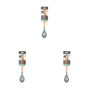 3PK Topchef Non Stick Silicone Slotted Spoon w/ Wood Handle