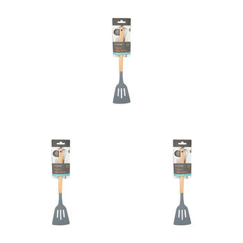 3PK Topchef Non Stick Silicone Slotted Turner w/ Wood Handle