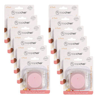 12x 5pc Topchef Silicone Cupcake Liner Patties Round Multicoloured Assorted