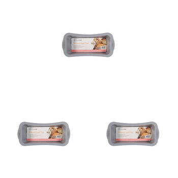 3PK Topchef Silicone Flexible Loaf Tray 25.5x13cm - Grey