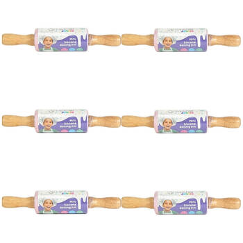 6PK Topchef Silicone/Bamboo Mini Rolling Pin Kids Baking Utensil Set Assorted