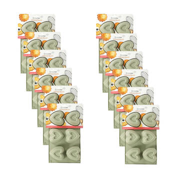12x 6pc Topchef Silicone Heat Resistant Mould 30x17cm Heart Assorted