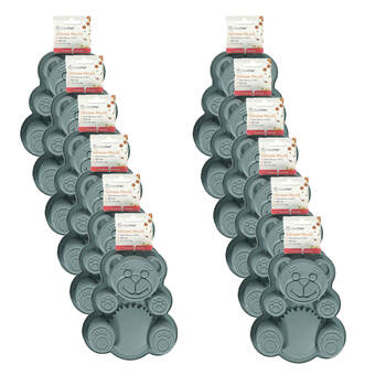 12PK Topchef Silicone Heat Resistant Mould 17x15cm Teddy Bear Assorted