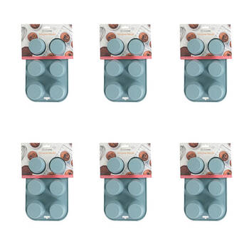 6x 6pc Topchef Silicone Heat Resistant Mini Muffin Tray 24x16cm Assorted