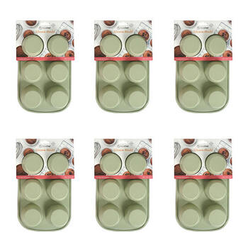 6x 6pc Topchef Silicone Heat Resistant Large Muffin Tray 28x18cm Assorted