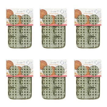 6x 6pc Topchef Silicone Heat Resistant Waffle Mould 25.5x18cm Assorted