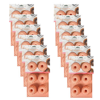 12x 6pc Topchef Silicone Heat Resistant Mini Bundt Mould 29.5x17.5cm Assorted