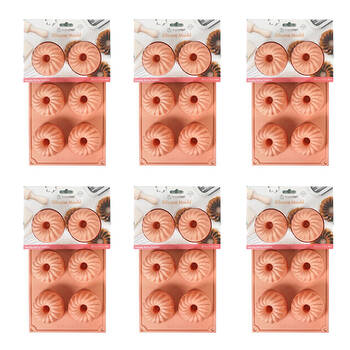 6x 6pc Topchef Silicone Heat Resistant Mini Bundt Mould 29.5x17.5cm Assorted