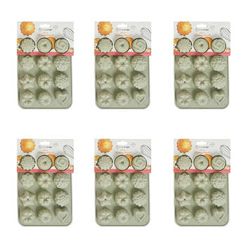 6x 12pc Topchef Silicone Heat Resistant Mini Muffin Tray 21x15.5cm Assorted
