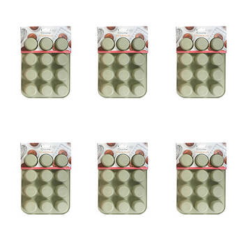 6x 12pc Topchef Silicone Heat Resistant Large Muffin Tray 29x22cm Assorted