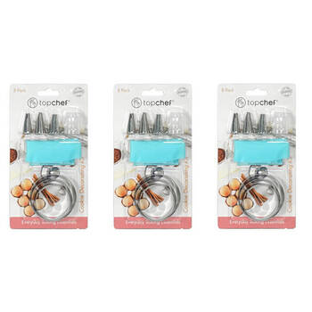 3x 8pc Topchef Reusable Silicone Cookie Decorating Baking Kit Assorted