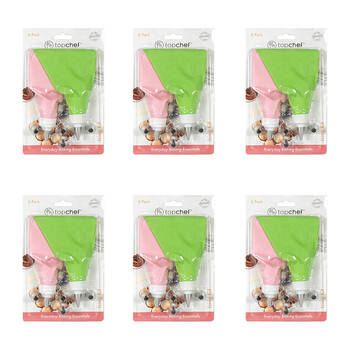 6x 6pc Topchef Stainless Steel/Silicone Reusable Icing Kit Multicoloured