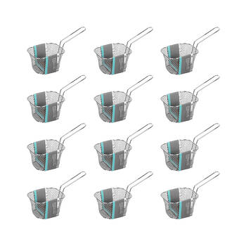 12PK Topchef Stainless Steel Mini Chip Serving Basket Snack Serving Tray
