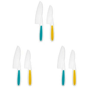 3x 2pc Topchef Kids Friendly Silicone Cutting Kitchen Knives Multicoloured
