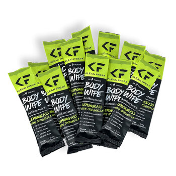 12pc Klean Freak Body Wipes 28x28cm Lemongrass With Citronella