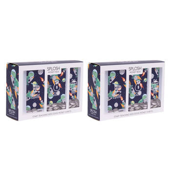 2PK Splosh Kids Dino Spend Save Give Money Box Piggy Bank 20.5cm Rectangle