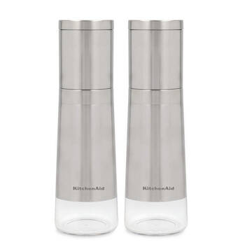 2pc KitchenAid Stainless Steel Salt & Pepper Grinders Kitchen Tool Set