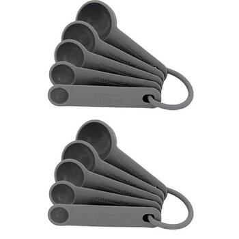 2x 5pc Kitchen Aid Measuring Spoons Cooking Utensil Charcoal Grey