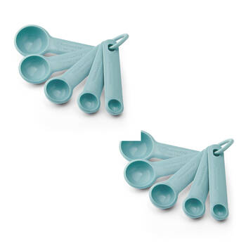 2x 5pc KitchenAid Plastic Measuring Spoon Set Kitchen Utensils - Mineral Water