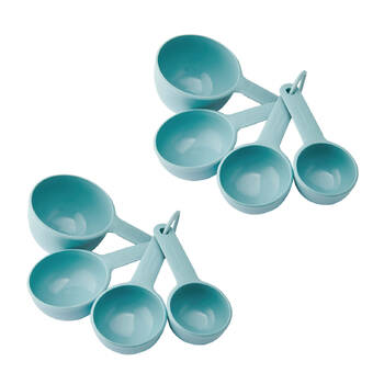 2x 4pc KitchenAid Plastic Measuring Cup Set - Mineral Water