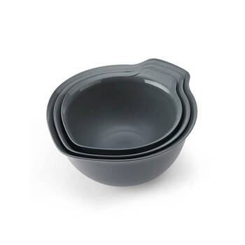 3pc KitchenAid Non-Slip Cooking Utensil Mixing Bowls Sleeved Charcoal Grey