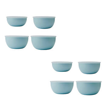 2x 4pc KitchenAid Plastic Meal Prep Serving Bowls Set w/ Lids - Mineral Water