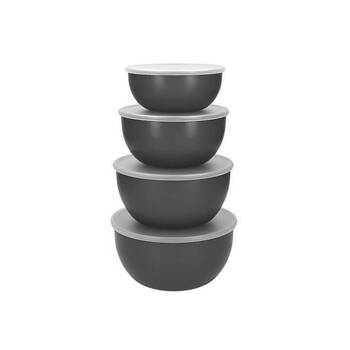 4pc KitchenAid Meal Prep Storage Cointainer/Bowls With Lids Charcoal Grey