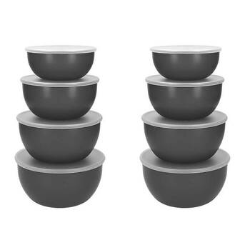 2x 4pc KitchenAid Meal Prep Storage Bowls With Lids Charcoal Grey