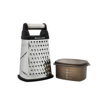 2pc KitchenAid Universal Box Grater W/ Storage Cointainer Silver and Black