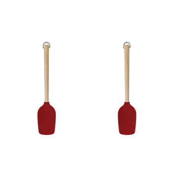 2PK KitchenAid Birchwood Handle Spoon Spatula Silicon Cooking Utensil Empire Red