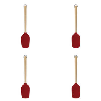 4PK KitchenAid Birchwood Handle Spoon Spatula Silicon Cooking Utensil Empire Red