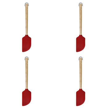 4PK KitchenAid Birchwood Handle Scraper Spatula Silicon Cooking Utensil Empire Red