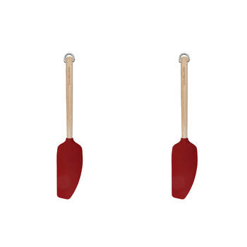 2PK KitchenAid Birchwood Handle Mixer Spatula Silicon Cooking Utensil Empire Red