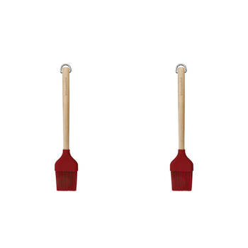 2PK KitchenAid Birchwood Handle Pastry Brush Silicon Cooking Utensil Empire Red