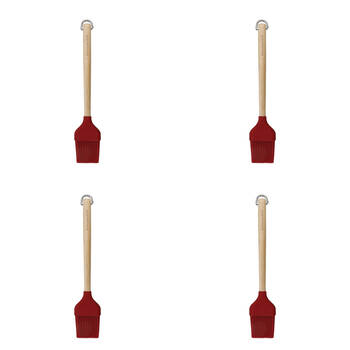 4PK KitchenAid Birchwood Handle Pastry Brush Silicon Cooking Utensil Empire Red