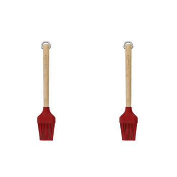 2PK KitchenAid Birchwood Basting Brush Spatula Silicon Cooking Utensil Empire Red